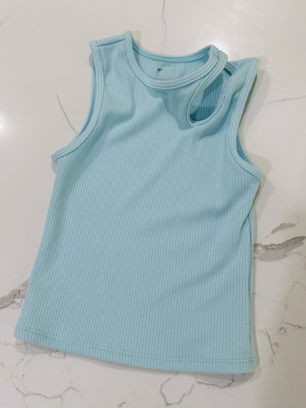 Tiger Friday Ribbed Sleeveless Tank Top in Light Aqua